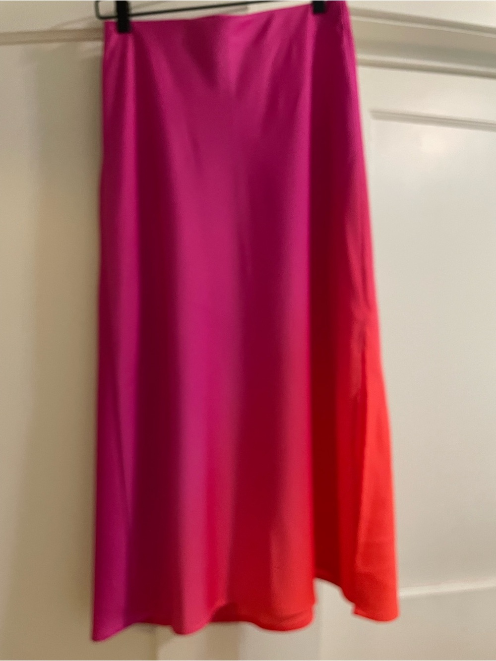 a new day Pink to Coral Ombre Midi Skirt